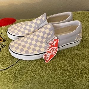 Gray Checkered Slip On Vans